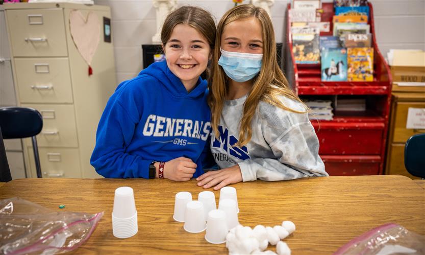 Students make pyramids out of various materials
